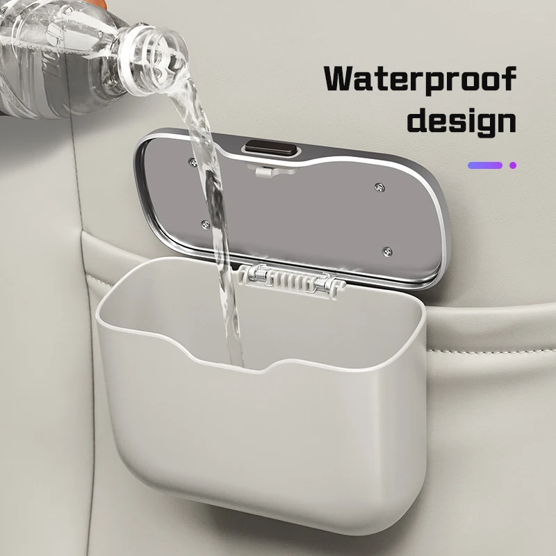 Waterproof Car Trash Can With Lid - صندوق قمامة للسيارة، محمول، متعدد الاستخدامات،