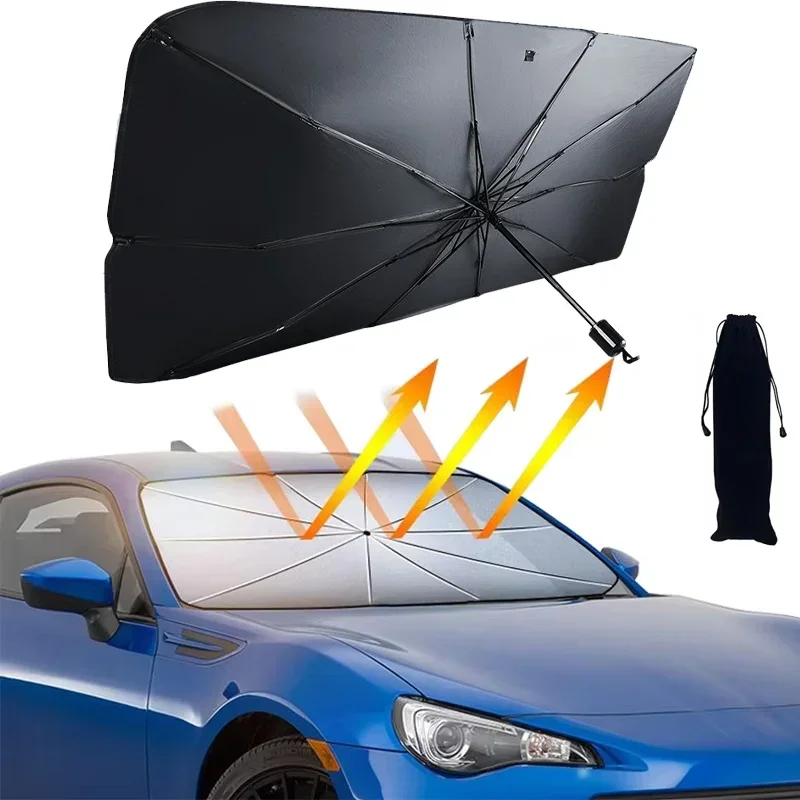 مظلة قابلة للطي لحماية زجاج ال - مراجعة Car Sunshade Windshield Umbrella Foldable وسعره