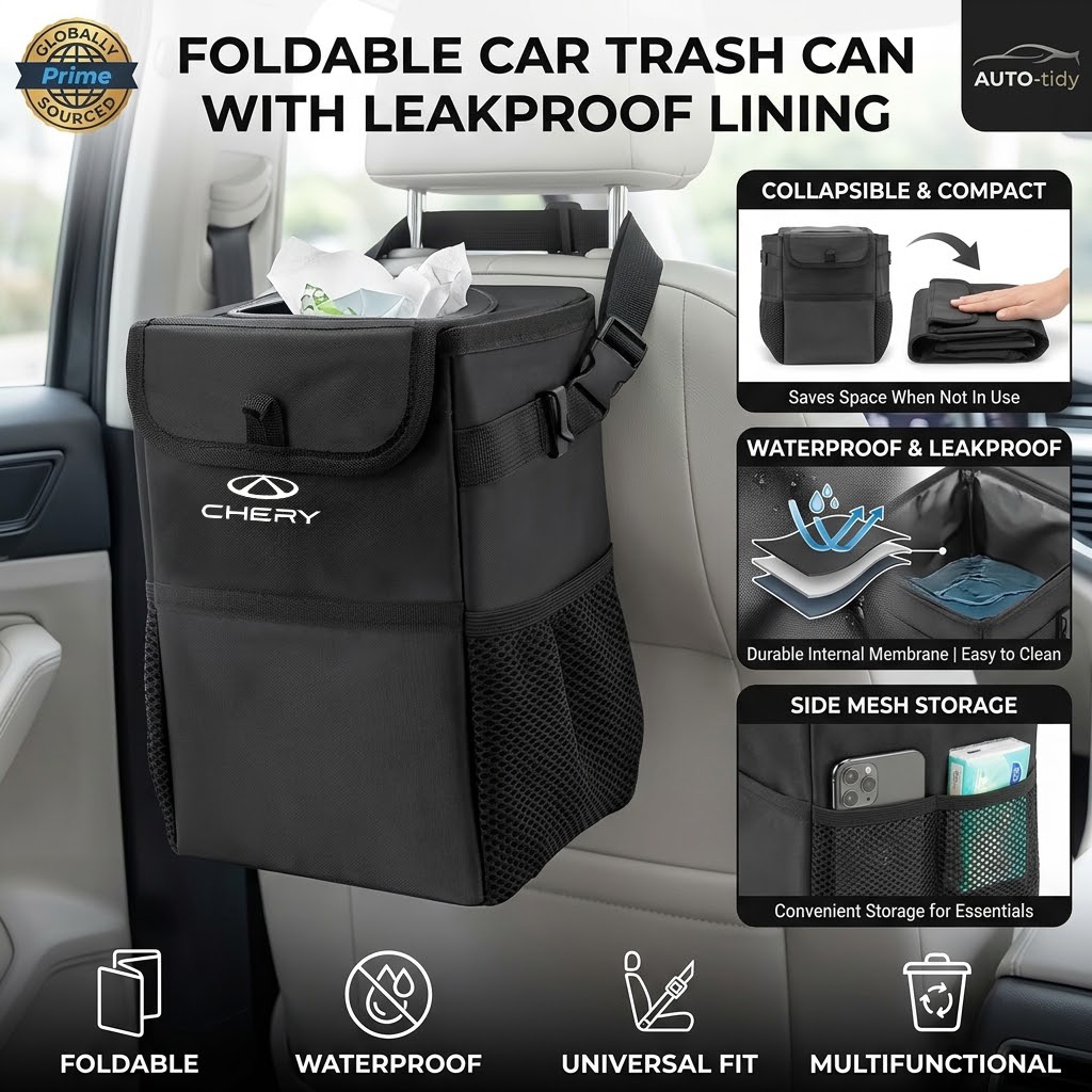 سلة مهملات للسيارة قابلة للطي  - مراجعة Waterproof Car Trash Can With Lid وسعره