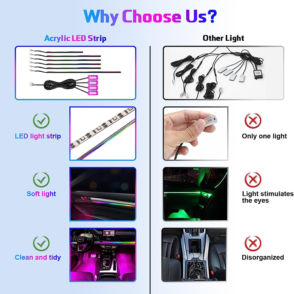 النيون سيارة الداخلية أضواء ال - مراجعة Led Ambient Interior Car Lights App Control وسعره