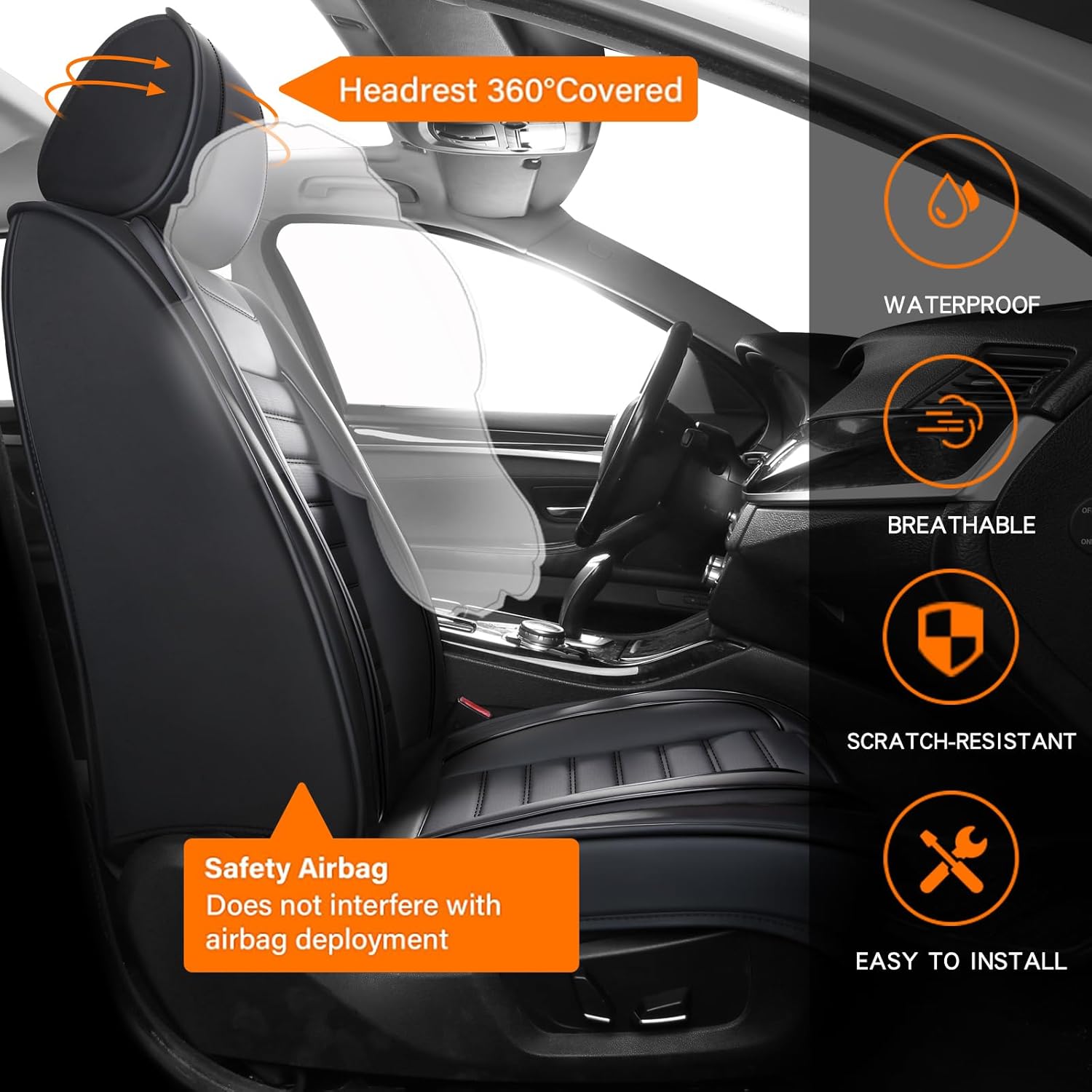 5 قطع أغطية مقاعد سيارة كاملة  - مراجعة Leather Car Seat Covers Full Set Universal وسعره
