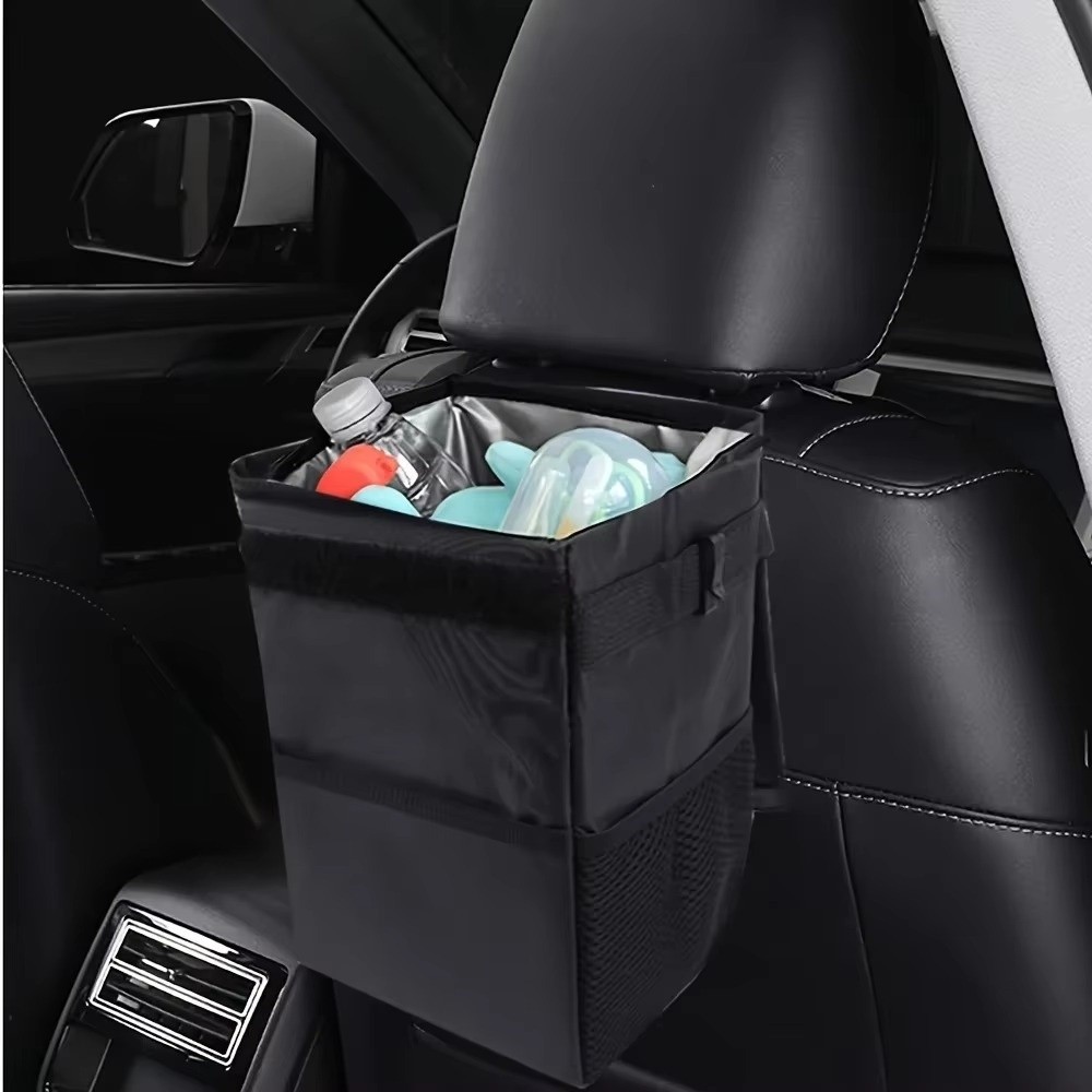 سلة مهملات قابلة للطي للسيارة  - مراجعة Waterproof Car Trash Can With Lid وسعره